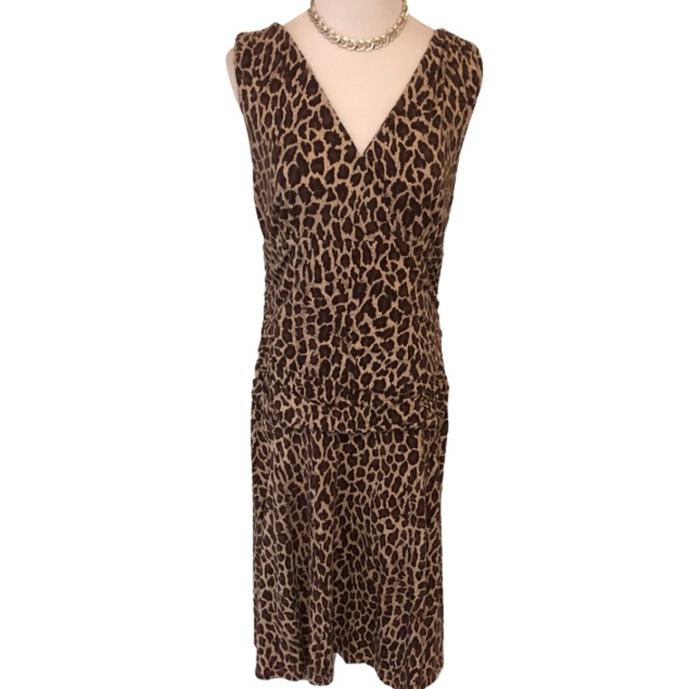 Joyous & Free leopard print with ribbed midi dress